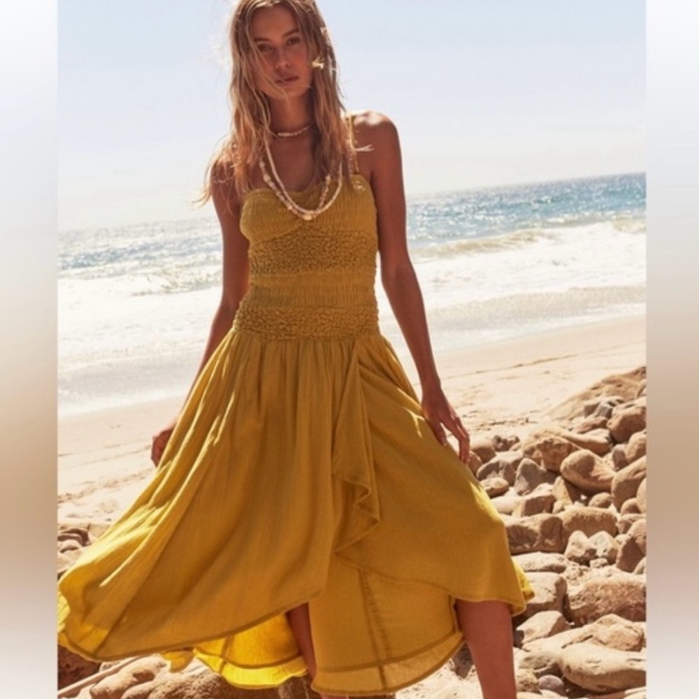 NWT Free People Yellow Midi Dress